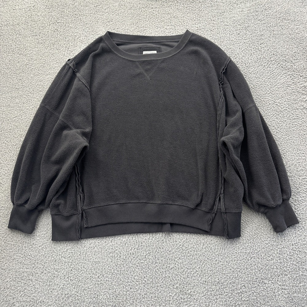 American Eagle Huggable Sweatshirt Charcoal Gray Sherpa Fleece Women's XL